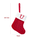 Christmas Decorative Stocking 15 x 25.7 cm Red with White Trim and Hanging String Embroidered Letter U Textile Ornament 2