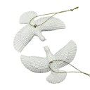 Christmas Dove Ornaments 9 cm x 6 cm Set of 2 Detailed White Decorations with Hanging String Delicate Bird Motif for the Tree Festive Decoration 1