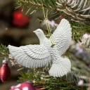 Christmas Dove Ornaments 9 cm x 6 cm Set of 2 Detailed White Decorations with Hanging String Delicate Bird Motif for the Tree Festive Decoration 4