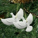 Christmas Dove Ornaments 9 cm x 6 cm Set of 2 Detailed White Decorations with Hanging String Delicate Bird Motif for the Tree Festive Decoration 5