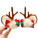 Christmas Hair Clips Reindeer Antlers with Ears, Jingle Bells, Pom-Pom and Red Bow Stylish Accessory for Christmas Hairstyle 2