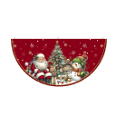 Christmas Half-Crescent Flag Banner 90 x 45 cm Red Outdoor Hanging Decoration with Snowman, Santa and Christmas Tree 1