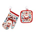 Christmas Kitchen Oven Glove with Mat 2 pcs 3