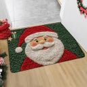 Christmas Mat 40 x 60 cm with Santa Claus Design Green Background Non-Slip Base Mat for Hallway and Terrace 2