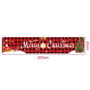 Christmas Outdoor Banner 200 x 40 cm Black-Red Checkered with Santa in a Sleigh and Tree with White Merry Christmas Decoration 2