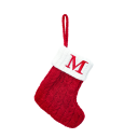 Christmas Red Stocking 15 x 25.7 cm with White Trim and Hanging Cord Embroidered Letter M Decoration for Fireplace Tree or Gift 1