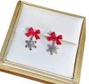 Christmas Snowflake Earrings with Bow 2