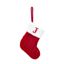 Christmas Stocking 15 x 25.7 cm Red Decoration with White Trim and Hanging String Embroidered Letter J Textile Ornament for the Holidays 1