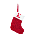 Christmas Stocking 15 x 25.7 cm Red Decoration with White Trim and Hanging String Embroidered Letter K Original Christmas Ornament 1