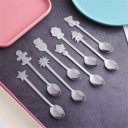 Christmas Themed Tea Spoon with a Shaped Handle Flat Shaped Decoration Stainless Steel Silver Colour Length 13 cm For Tea and Festive Table 10