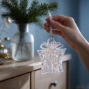 Christmas Tree Decoration Gift with Bow Perforated Walls with Ornaments Transparent with Pearlescent Shine with Ribbon Christmas Decoration 4