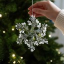 Christmas Tree Decoration Snowflake Six-Pointed Branched Transparent with Frosted Balls with Hanger Decoration for Christmas 1