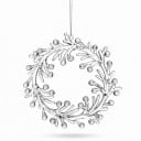 Christmas Tree Decoration Wreath of Twigs Round Transparent with Frosted Balls with Silver Hanger Winter Decoration for Christmas 2