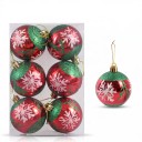 Christmas Tree Decorations Round Baubles Set of 6 Diameter 6 cm Decorated with Christmas Pattern with String Decoration for Christmas 21
