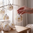 Christmas Tree Decorations Round Baubles Set of 6 Diameter 6 cm Decorated with Christmas Pattern with String Decoration for Christmas 13