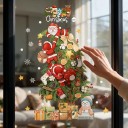 Christmas Window Stickers Reusable Santa Climbing Christmas Tree Snowman and Gifts Green Shop Window Decoration 4