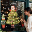 Christmas Window Stickers Reusable Santa Dressed as a Christmas Tree Snowman and Reindeer in a Pot Green Glass Decoration 2