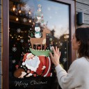 Christmas Window Stickers Reusable Santa with Animal Tree Shape Reindeer Snowman and Hedgehog Red Display Decoration 5