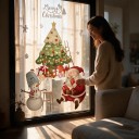 Christmas Window Stickers Reusable Santa with Snowman and Christmas Tree Gifts Green and Red Glass Decoration 3