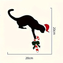 Χριστουγεννιάτικη διακόσμηση τοίχου 20 x 20 εκ. Ξύλινη ταμπέλα με μαύρη γάτα σε χριστουγεννιάτικο σκουφί και καραμέλα Αυθεντική χριστουγεννιάτικη διακοσμητική 3