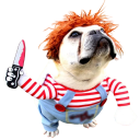 Chucky-nukkekoiran puku Halloween-puku koiralle Hauska koiran puku 1