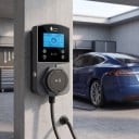 Chytrá nabíječka pro elektromobily wallbox se zásuvkou Type 2, ovládání přes Wi-Fi aplikaci, 22 kW, 32 A, RFID, IP66, šedo-černá, pro dům 4
