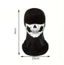 Čierna balaclava maska na tvár s motívom lebky 40 x 25 cm polyester ochrana tváre pod helmu pre šport a jazdu 3