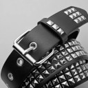 Čierny opasok z PU kože 3,5 cm Rockový opasok do nohavíc s kovovými pyramídovými nitmi Štýlový módny doplnok Punk alternatíva Unisex design 4