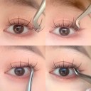 Cílios postiços em tufos 3D estilo gato 7–12 mm 36 unidades tufos duplos densos em 6 filas Cílios postiços à prova d'água de longa duração com pinça 4