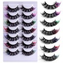 Cils artificiels colorés 7 paires Cils faux ondulés et denses Cils autocollants éclatants 1