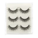 Cils artificiels en lot de 3 paires Cils autocollants 3D au look naturel Cils faux réutilisables avec bande complète 3