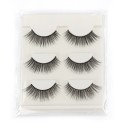 Cils artificiels en lot de 3 paires Cils autocollants 3D au look naturel Cils faux réutilisables avec bande complète 4