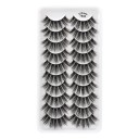 Cils artificiels volumineux 10 paires Faux cils 3D auto-adhésifs noirs Ensemble de cils allongeants 1