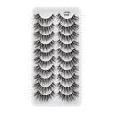 Cils artificiels volumineux 10 paires Faux cils 3D auto-adhésifs noirs Ensemble de cils allongeants 5