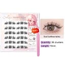 Cils en touffe autocollants 3D effet chat 11 mm 36 pièces touffes doubles épaisses en 6 rangées Cils en plastique imperméables et durables avec pince 2