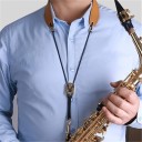 Cinghia per saxofono da collo 4,5 cm di larghezza e 40 cm di lunghezza Imbottitura in pelle morbida professionale per alto tenore soprano 3