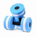 Činky na vodní aerobik 27 x 15 cm sada 2 ks s černou rukojetí a modrobílými válci pro aqua fitness a posilování paží i ramen ve vodě 7