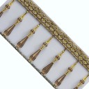 Cinta con flecos de cuentas de cristal 11 cm x 1 m Cinta decorativa de poliéster con cuentas para adornar vestidos, prendas y accesorios 11