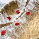 Cinta de encaje con rosas 90 cm Ancho 5 cm Cinta de encaje decorativa de poliéster con motivos florales para la costura de prendas 1