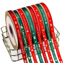 Cinta navideña 1 cm x 5 m Cinta de poliéster impresa para envoltura de regalos, decoraciones, pasteles, ramos, adornos navideños y proyectos 5