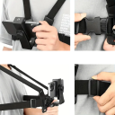 Cinta peitoral com suporte rotativo para telefone 36 x 34 cm Suporte ajustável para GoPro Insta360 Câmaras de ação e telemóveis de 4–7 polegadas Gravação desportiva 2