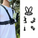 Cinta peitoral com suporte rotativo para telefone 36 x 34 cm Suporte ajustável para GoPro Insta360 Câmaras de ação e telemóveis de 4–7 polegadas 3