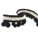 Cinta trenzada con flecos redondos 6 cm x 91 cm Cinta decorativa de tela Poliéster y algodón Cinta para coser decoraciones DIY manualidades 1
