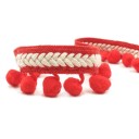 Cinta trenzada con flecos redondos 6 cm x 91 cm Cinta decorativa de tela Poliéster y algodón Cinta para coser decoraciones DIY manualidades 3