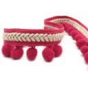 Cinta trenzada con flecos redondos 6 cm x 91 cm Cinta decorativa de tela Poliéster y algodón Cinta para coser decoraciones DIY manualidades 8