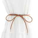 Cinto de couro redondo para vestidos em couro PU 150 x 0,5 cm Cinto elegante para mulheres com laço Acessório de moda para vestidos Saias 1