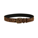 Cinto de moda feminino 105 x 3,7 cm com fivela metálica em pele PU padrão de leopardo Acessório estiloso para vestidos, jeans e casacos Design 2