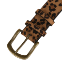 Cinto de moda feminino 105 x 3,7 cm com fivela metálica em pele PU padrão de leopardo Acessório estiloso para vestidos, jeans e casacos Design 5