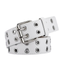 Cinto de PU com fivela de liga 110 x 3,8 cm Cinto de moda com furos duplos Acessório unissexo elegante e resistente para calças e vestidos 6