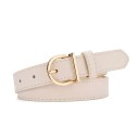 Cinto feminino em couro PU 105 x 2,3 cm Cinto elegante com fivela metálica Cinto estreito estiloso para vestidos Calças Saia Uso 3
